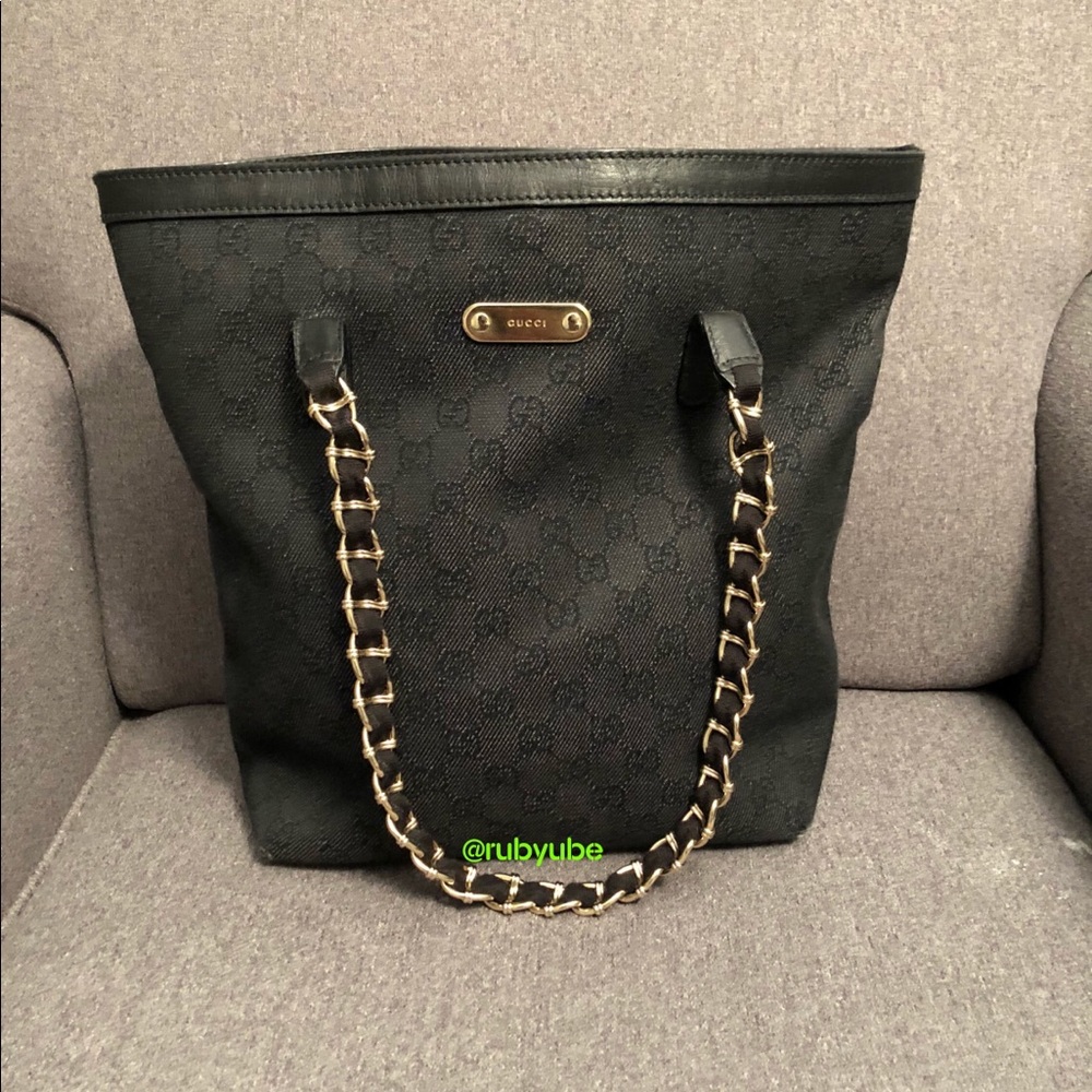 🚫🚫SOLD🚫🚫Authentic Black Denim Gucci Tote Bag